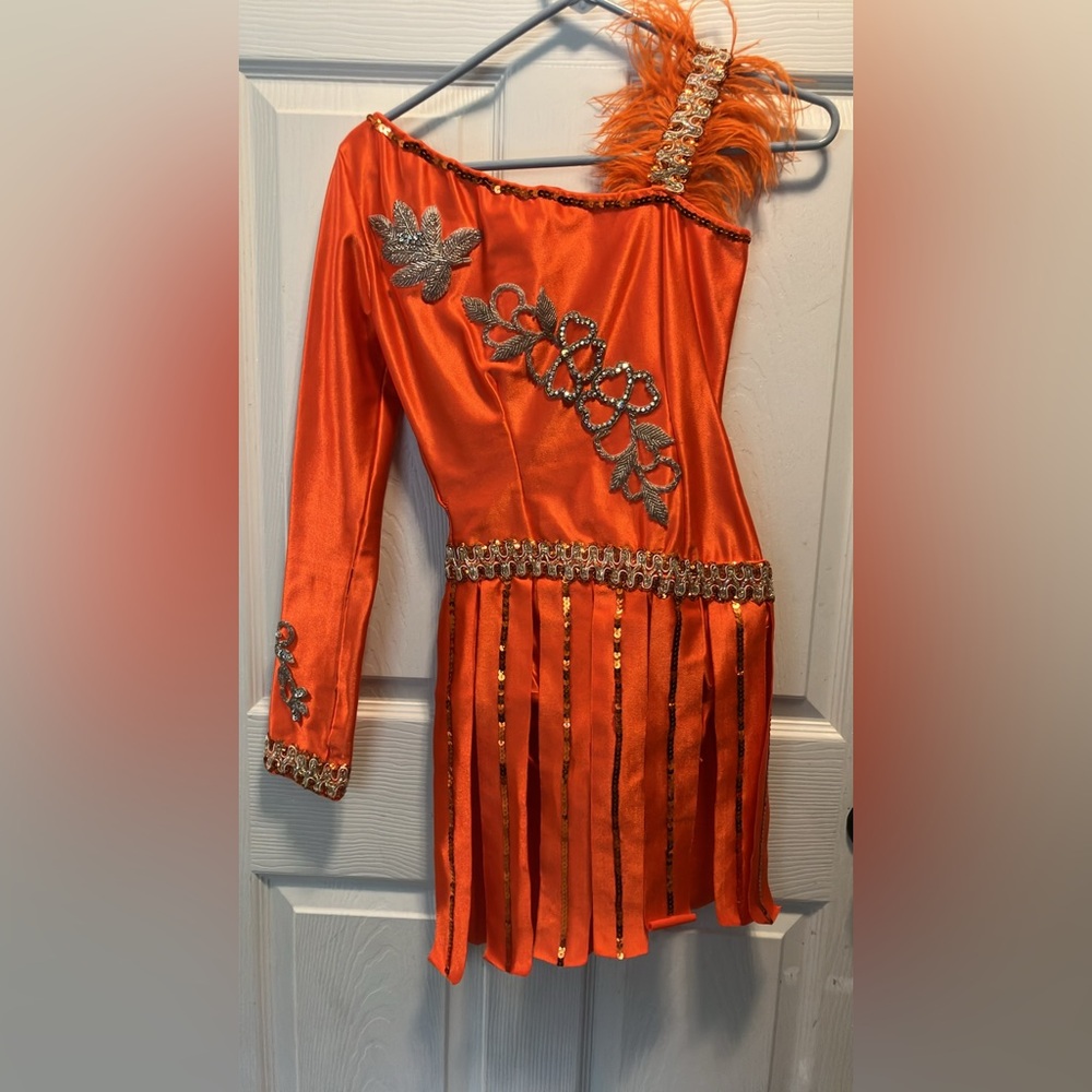 Orange Dress with Silver Embellishments